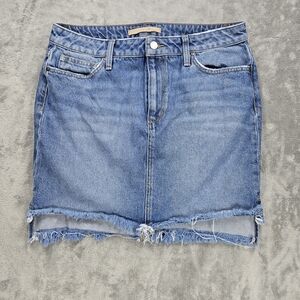 Joe’s Medium Wash Blue‎ Denim Vivien Fringed Hem Jean Skirt Size 30